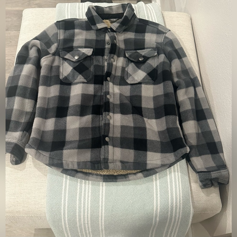 Eddie Bauer Sherpa Lined Flannel Jacket Size 10/12
